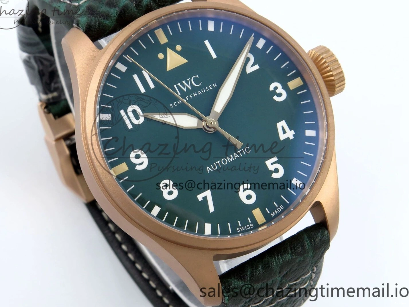 MIROTIME 0505 Durable Big Pilot IW329702 M+F 1:1 Best Edition Green Dial on Green Leather Strap MY 7006